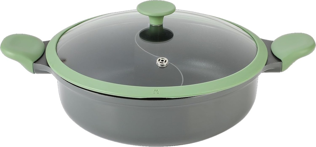 Kenmore Theodore 6.5 QT Cast Aluminum Everyday Pan Hot Pot W/Dividers, Nonstick Interior, and Lid