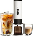 Portable Coffee Maker, 25Bar High Pressure & 80-Second Fast Brew, 8500mAh USB Rechargeable, Aluminum Stand, Compact Espresso Machine for Camping, Travel, Office, Gift for Coffee Lovers (WHITE)