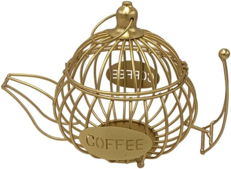 Coffee Holder Tea Lid Design Iron Wire Hollow Out Coffee Pod Holders Home Kitchen Food Storage Coffee Pod Holders (Stereoscopic Black Lid)