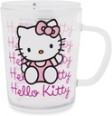 Hello Kitty Sanrio Pink Outfit Glass Mug With Lid | Large Coffee Cup For Tea, Beverages | Holds 14 Ounces