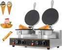 Double Head Commercial Ice Cream Cone Maker, 1200W Waffle Cone & Egg Roll Machine with Smart Temperature Control, Nonstick Stainless Steel for Home & Restaurant Use