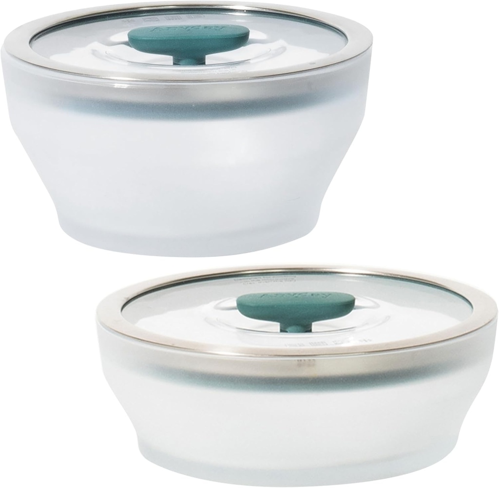 Anyday 4-Pc Microwave Cookware & Glass Food Storage Set with Glass Lids | Medium Plastic-Free Containers | Stackable Steamer with Vented Lid for Microwave-Safe Reheating & Steaming Vegetables, Rice