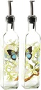 CEDAR HOME Olive Oil Bottle Set Glass Dispenser Vinegar Cruet 17oz. with Stainless Steel Leak Proof Pourer Spout for Cooking or Salad