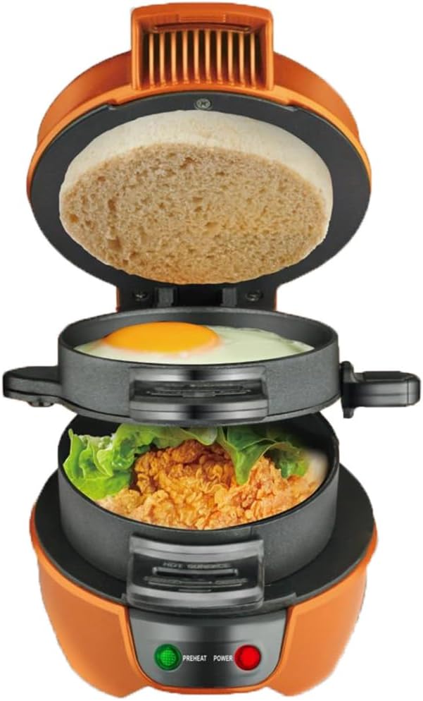 Grilled Sandwich Toastie Maker, Multifunctional Sandwich Bread Machine, with Egg Cooking Ring, Easy To Clean Non-Stick Cooking Plates, for Home, Kitchen, Breakfast
