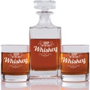 Abby Smith Soup Of The Day Whiskey Engraved Decanter and Rock Glasses, Set of 3