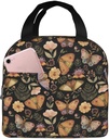 MOLIAN Moth Butterfly Witchy Lunch Bag For Teen Girls Women, Oxford Cloth Reusable Lunch Tote Box Bag For Work School