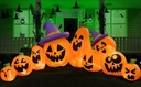 Joiedomi 12.5 FT Halloween Inflatable Pumpkin Outdoor Decorations, Blow Up Yard Decorations with Witch Hat, 9 Pcs Blow Up Pumpkin Inflatable with Built-in LEDs for Halloween Decor