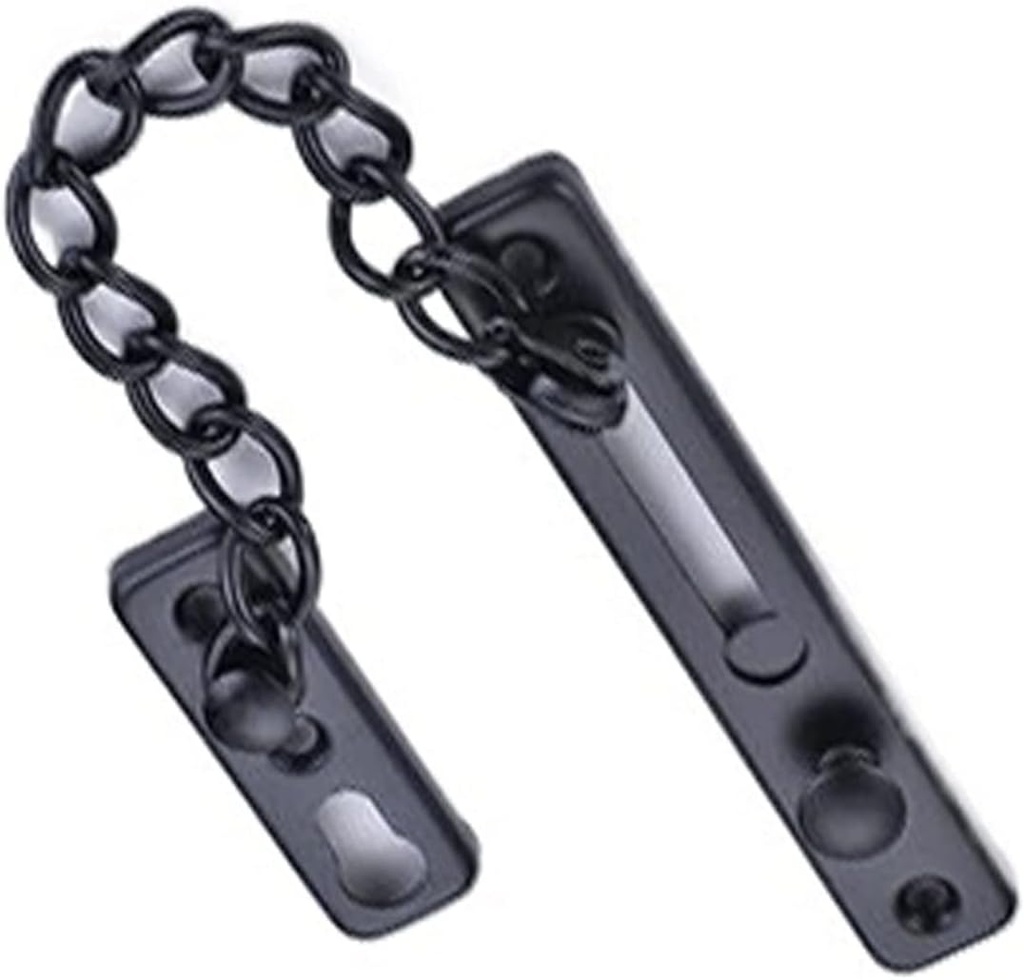 Door Stainless Steel Anti-Theft Door Chain Bedroom Security Door Lever Lock Hotel Door Lock with Screw Buckle Safety Door Bolt Chains, Black