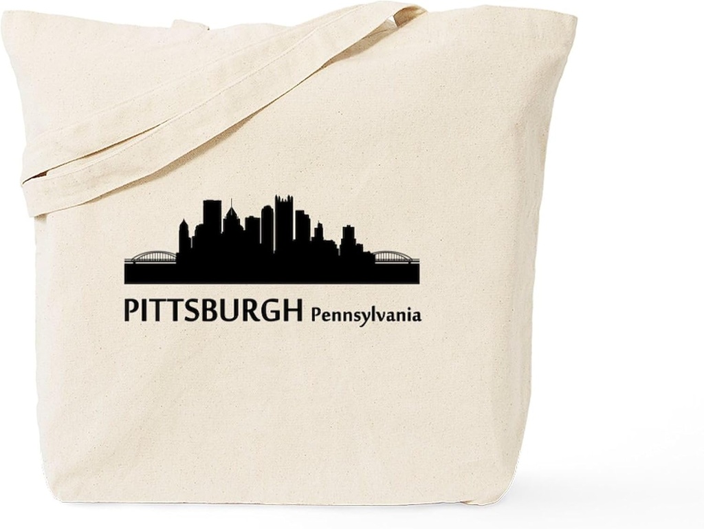 CafePress Pittsburgh Cityscape Skyline Tote Bag Reusable Natural Beige Canvas Shopping Bag