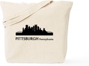 CafePress Pittsburgh Cityscape Skyline Tote Bag Reusable Natural Beige Canvas Shopping Bag