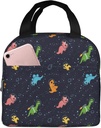 Dinosaurs In Space Reusable Insulated Lunch Bag For Women Men Waterproof Tote Lunch Box Thermal Cooler Lunch Tote Bag For Work Office Travel Picnic