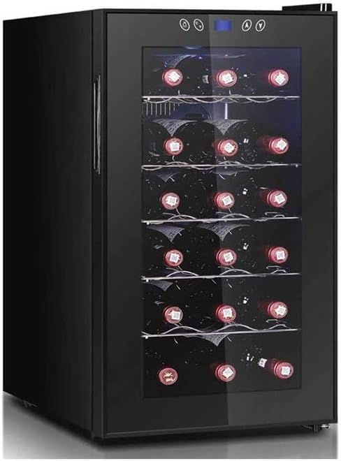 18 Bottles Wine Cooler Compressor Freestanding Chiller-Counter Top Red/White Wine Beer and Champagne Wine Cellar-Digital Temperature Display Glass Door-Quiet Operation