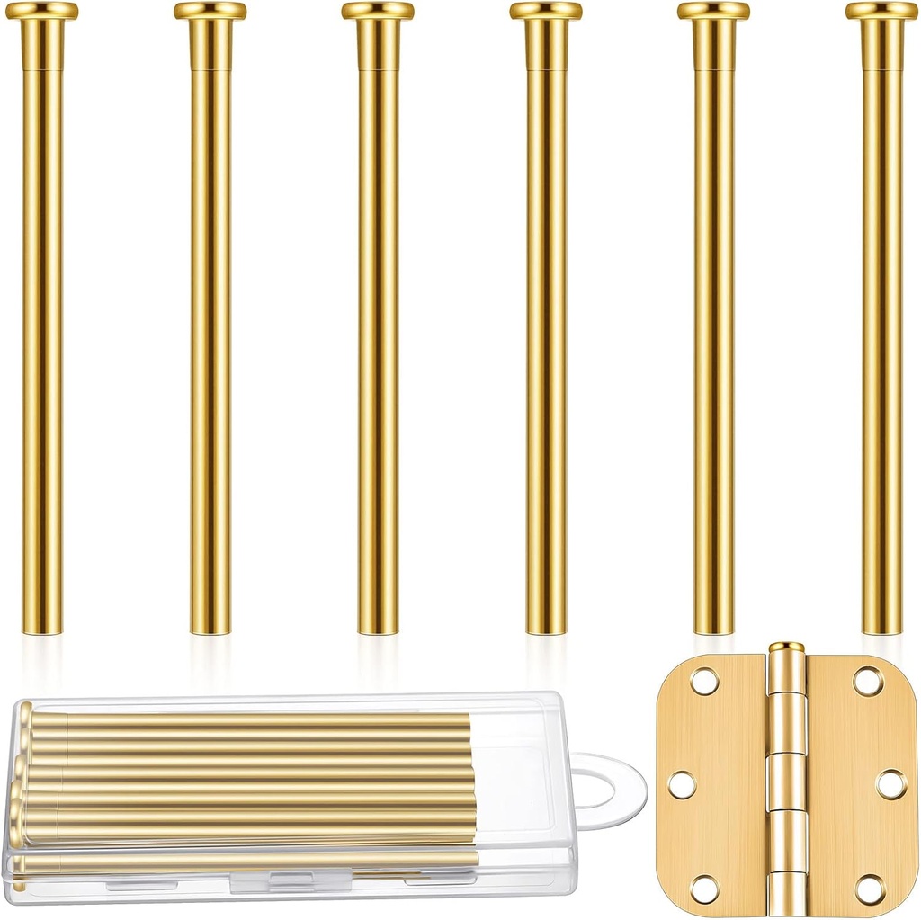 Ferraycle 6 Pack Hinge Pins for Doors 3.5 Inches Hinge Pin Oil Rubbed Bronze Door for Interior Security Replacement(Gold)