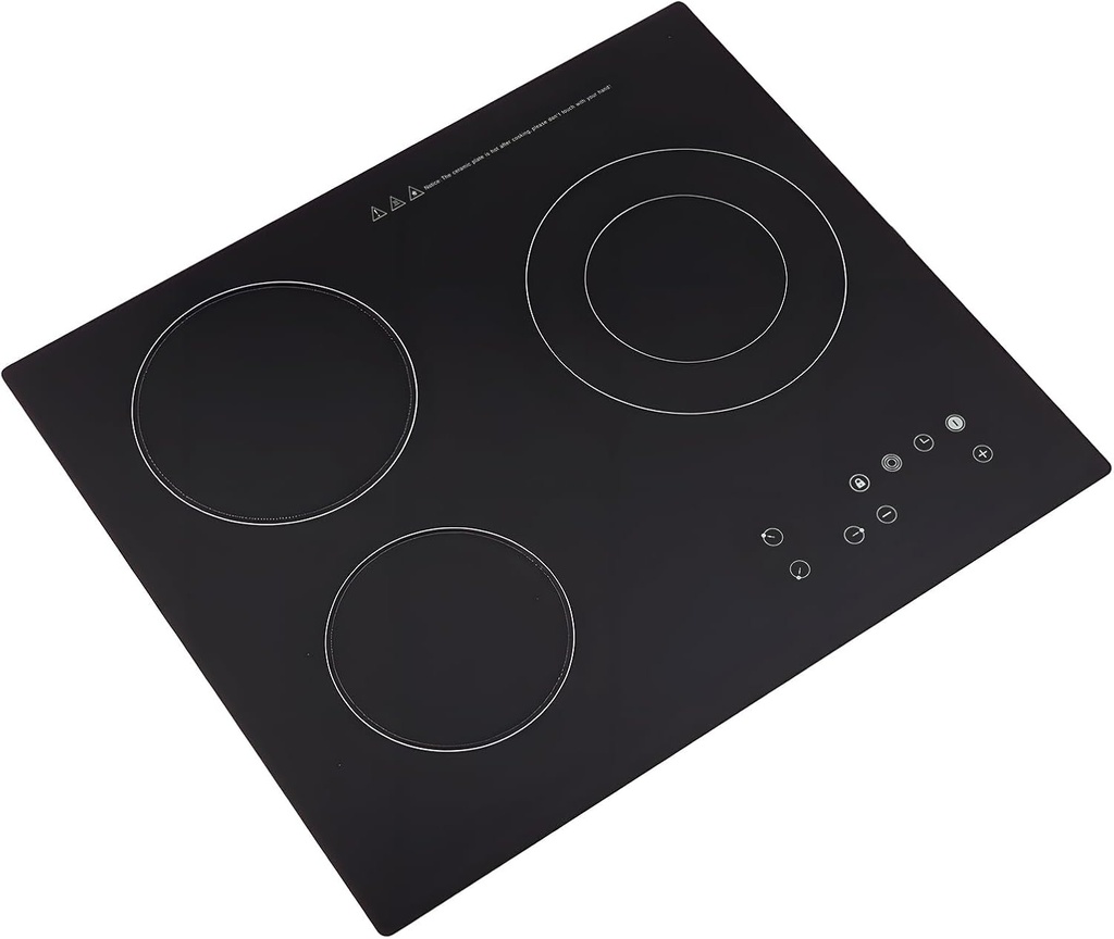 3 Burners Induction Cooktop, 23 Inch Electric Ceramic Cooktop, Electric Stove for Glass Pans with Sensor Touch Controls, Radiant Stove Top with 9 Heating Level for Hard Wire