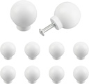 MOROBOR 8 Pack White Round Ball Single Hole Multi-Purpose Handle, Solid Cabinet Knob Mushroom Style Cabinet Handle Pulls with Mounting Screws for Wardrobe, Cabinet, Drawers
