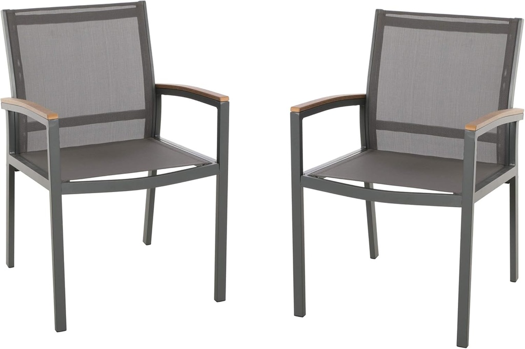 Christopher Knight Home Emma Outdoor Mesh and Aluminum Frame Dining Chair (Set of 2), Gray