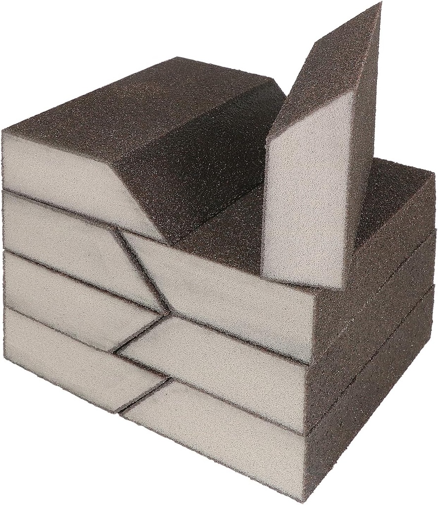 60 Grit Angled Sanding Blocks, Jamiikury Coarse Sponge Sand Block Washable and Reusable, Wet & Dry Sandpaper Block for Wood Metal Drywall and Furniture Paint - Pack of 8