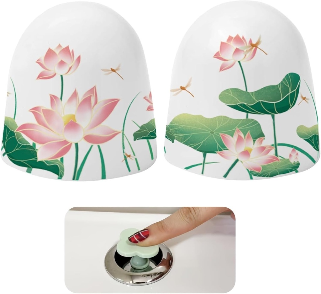 2Pcs Toilet Bolt Caps with Elegant Pattern,Lotus Flower Pattern Toilet Bowl Bolts Covers for Bathroom Decoration 2Pcs Toilet Parts-4Pcs/Pack
