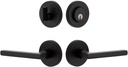 Viaggio CLOMHMMIL_Combo_238_RH Motivo Right Handed Solid Brass Single Cylinder Keyed Entry Door Lever Set and Deadbolt Combo Pack - 2-3/8" Backset - Satin Black
