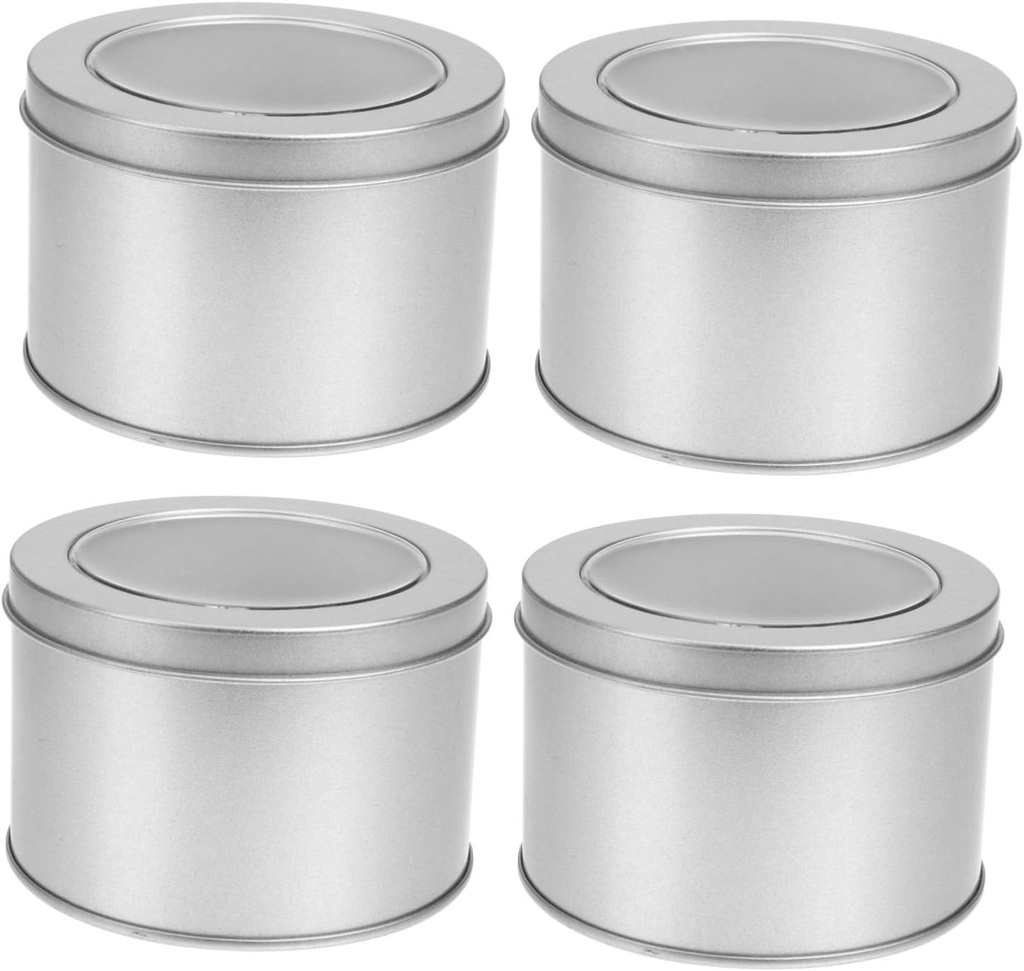 BESTOYARD 4pcs Round Tin Cans Lids Candy Dish Lid Candy Bowls for Buffet Tinplate Case