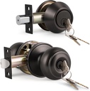 KNOBWELL 1 Pack Keyed Alike Door Knob and Double Cylinder Deadbolt Set, Exterior Door Lock Set, Double Keyed Door Knob, Oil Rubbed Bronze Front Door Lock