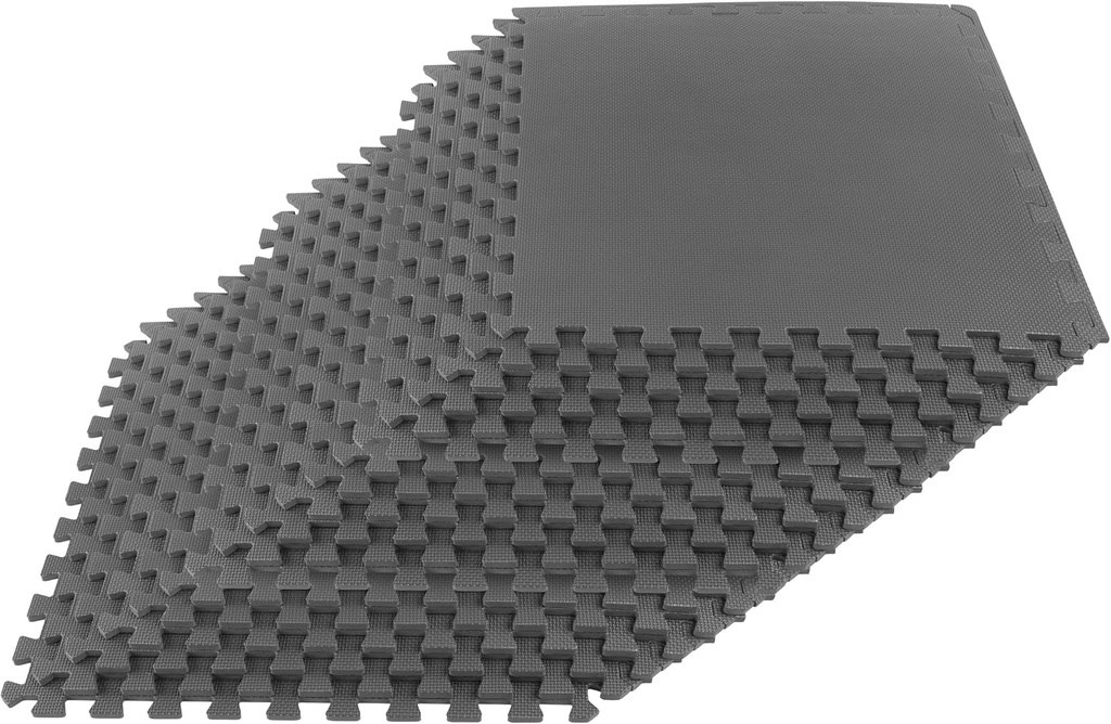EVA Foam Mat Tiles 18-Pack - 72 SQ FT of Interlocking Padding for Garage, Playroom, or Gym Flooring - Exercise Mat or Baby Playmat by Stalwart (Gray)