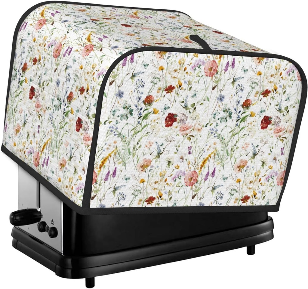Oven Cover Kitchen Bread Machine Protector,4 Slice Toaster Cover For Home,Fingerprint Coaster Cover,Kitchen Small Appliance,Wildflower Watercolor