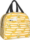 Pubnico Cute yellow banana Lunch Box, Bento Box Insulated Lunch Boxes Reusable Waterproof Lunch Bag With Front Pocket For Office Picnic Hiking Beach