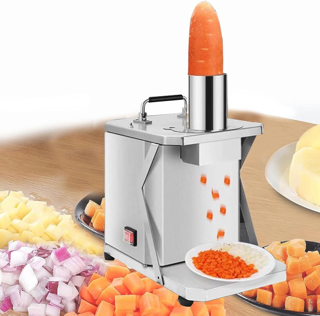 250W Vegetable Chopper Dicer Shredder Automatic Onion Potato Cutter Food Processor Fruit Cutting Machine w/6/8/10/12/15mm Blades