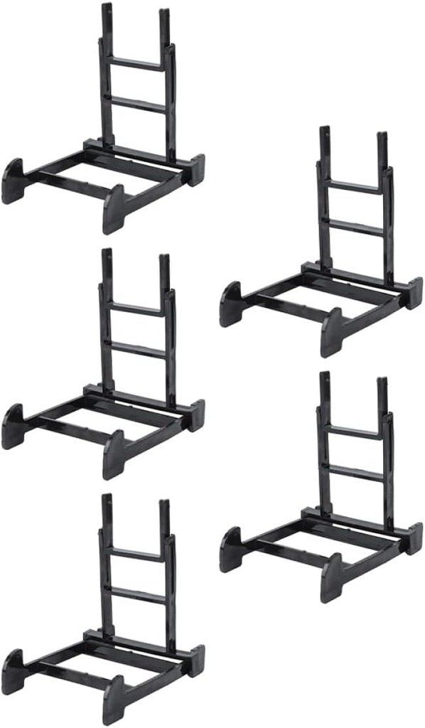 Garneck 5pcs Adjustable Plate Display Stands Black Plastic Frame Holders for Home Decor Art Gallery Kitchen and Dining Room Sturdy Multipurpose Display Racks