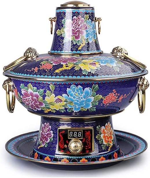 Chinese-Style Copper-Hot Pot, Thickened Brass-Electric Charcoal-Dual-Purpose-Mongolian Hutton Hotton Hott Pot, Multi-Peed Temperature Control, Suitable For Family Evenings, For Family/Friends, Partie