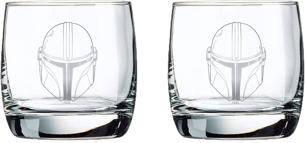 The Mandalorian Glass Set (Helmets) - 10 oz Capacity - Glasses 2-Pack - Star Wars Design - Heavy Base