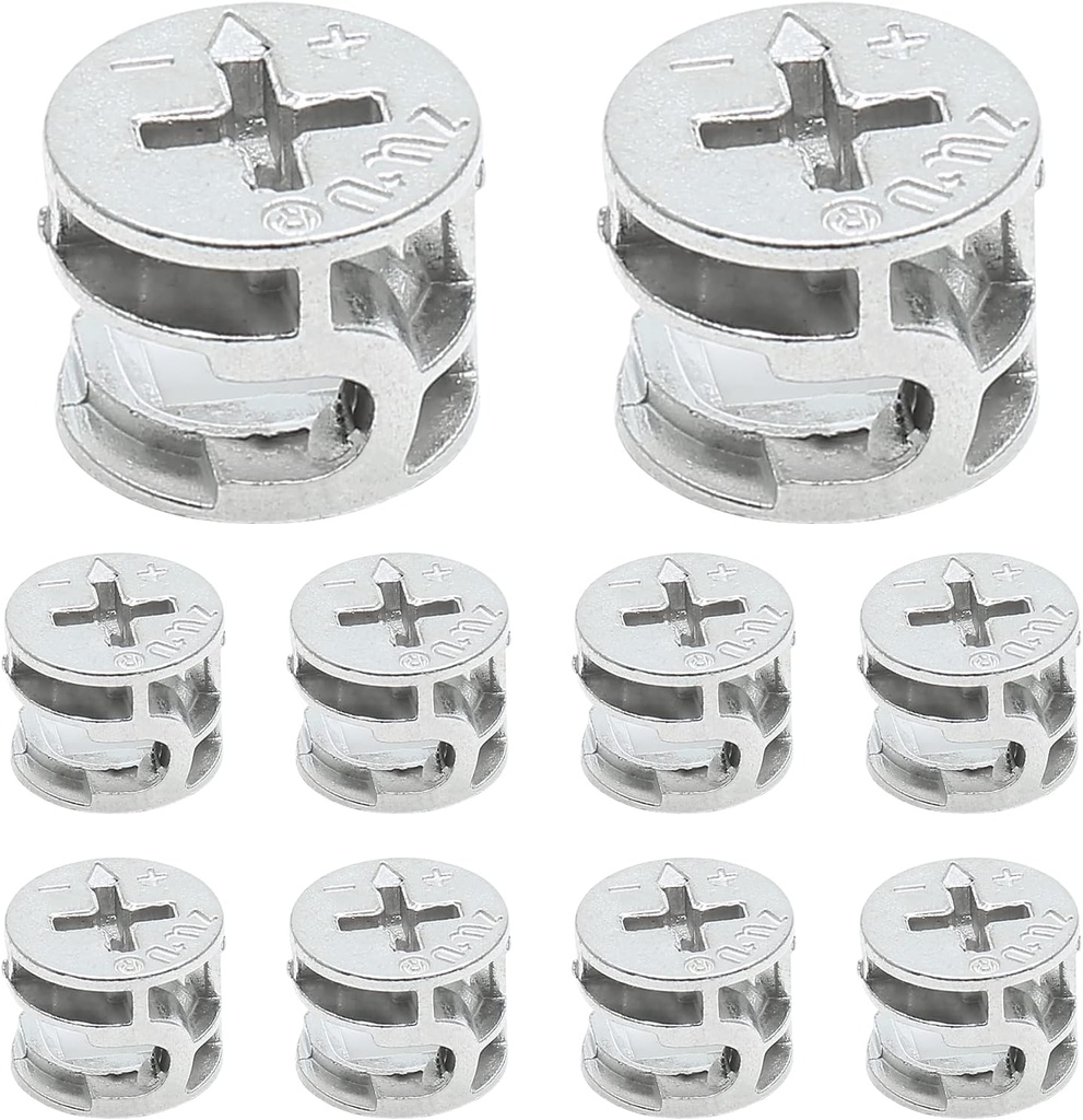 Litoexpe 15 x 12 mm Cam Lock Nut 10 Pcs, Joint Connector Locking Nuts Furniture Connecting Cam Fittings for Cabinet Drawer Wardrobe Dresser