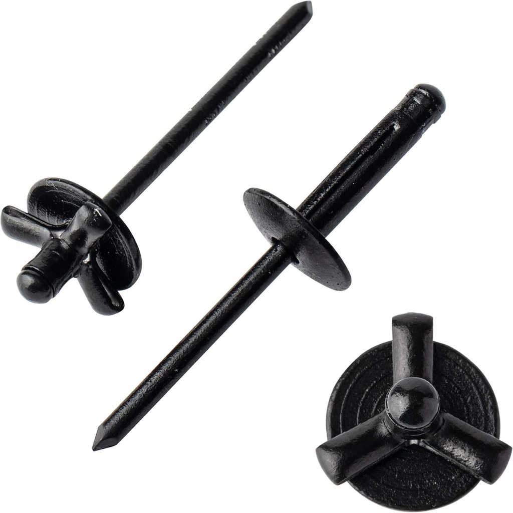 ISPINNER 50pcs 3/16" x 1" Large Head Tri-Fold Exploding Aluminum Pop Rivets (Black)
