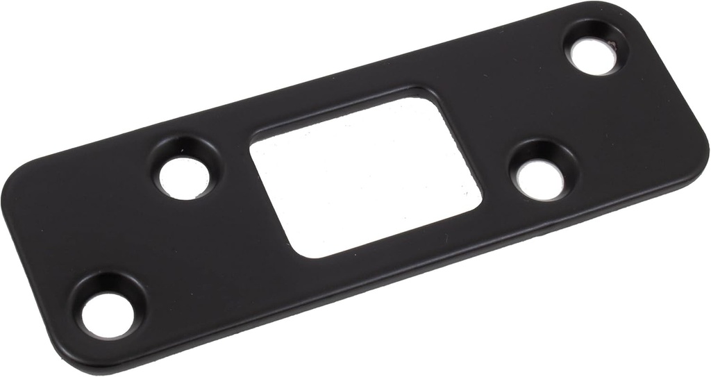 Stone Harbor Hardware Round Corner Deadbolt Strike Plate, 1-1/4" x 3-5/8", 2-1/2" Center-to-Center, Matte Black