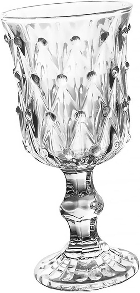 Homoyoyo Retro Relief Embossed Glass Wine Glass High Foot Classic Style for Drinking