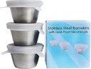 3 Pack Stainless Steel To-Go Dressing Cup and Condiment Container with Leakproof Silicone Lids.