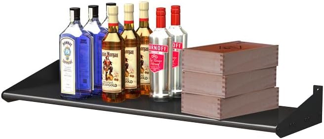 Ultra Wine Racks Showcase Shelf - Triple Deep Wine Display Shelf, Black Metal Storage for Large Format Bottles, Decanters, & Decor