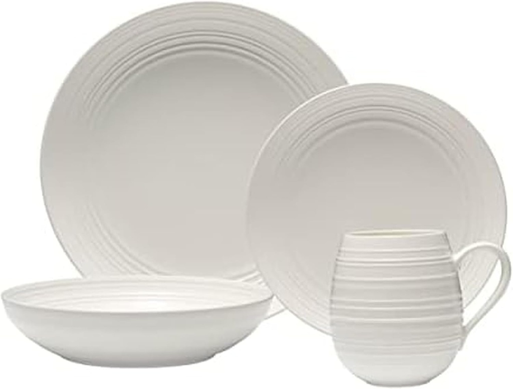 Mikasa Swirl Coupe 4 Piece Place Setting, Service For 1, White