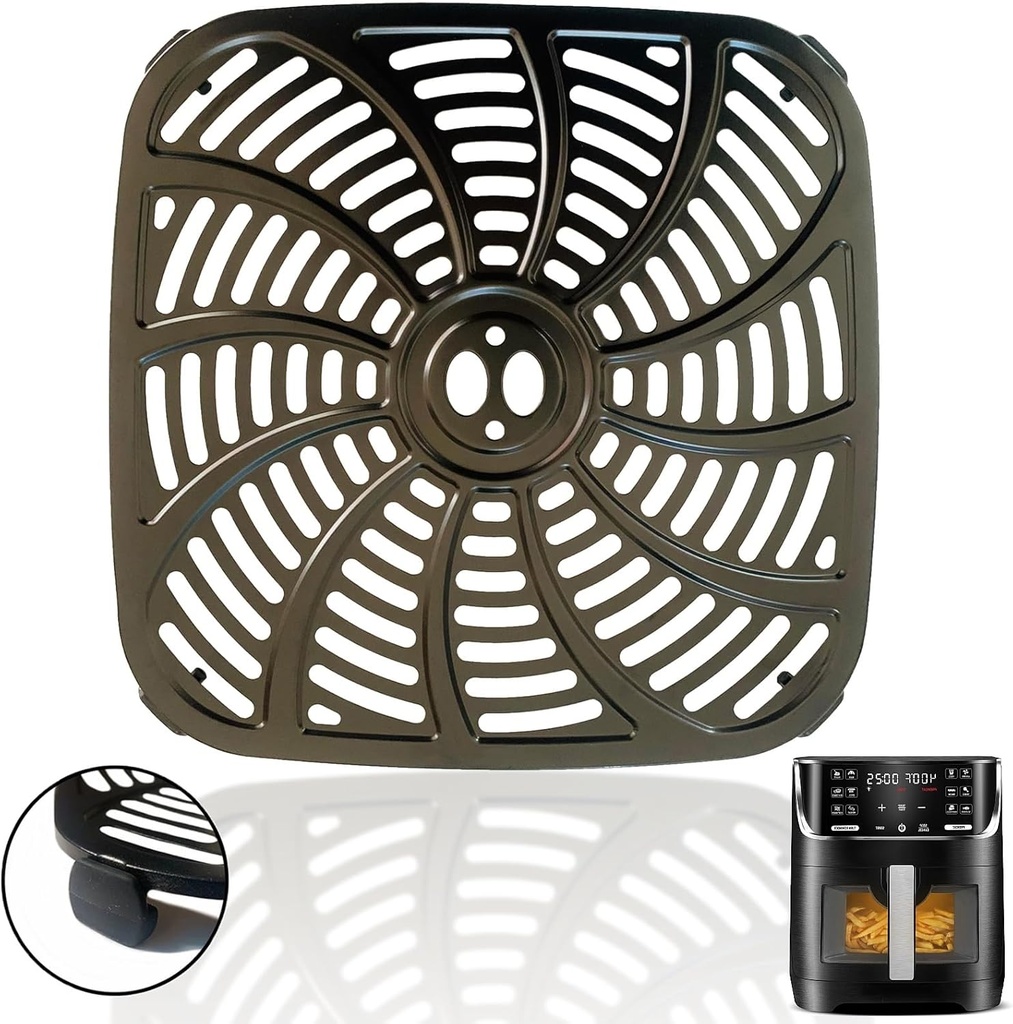 8QT Square Air Fryer Crisper Plate for Gourmia GAF824 Air Fryers, Premium Nonstick Air Fryer Grill Plate Pan Rack Tray Insert Grate Grid Shelf for Gourmia 8QT Air Fryers, Dishwasher Safe