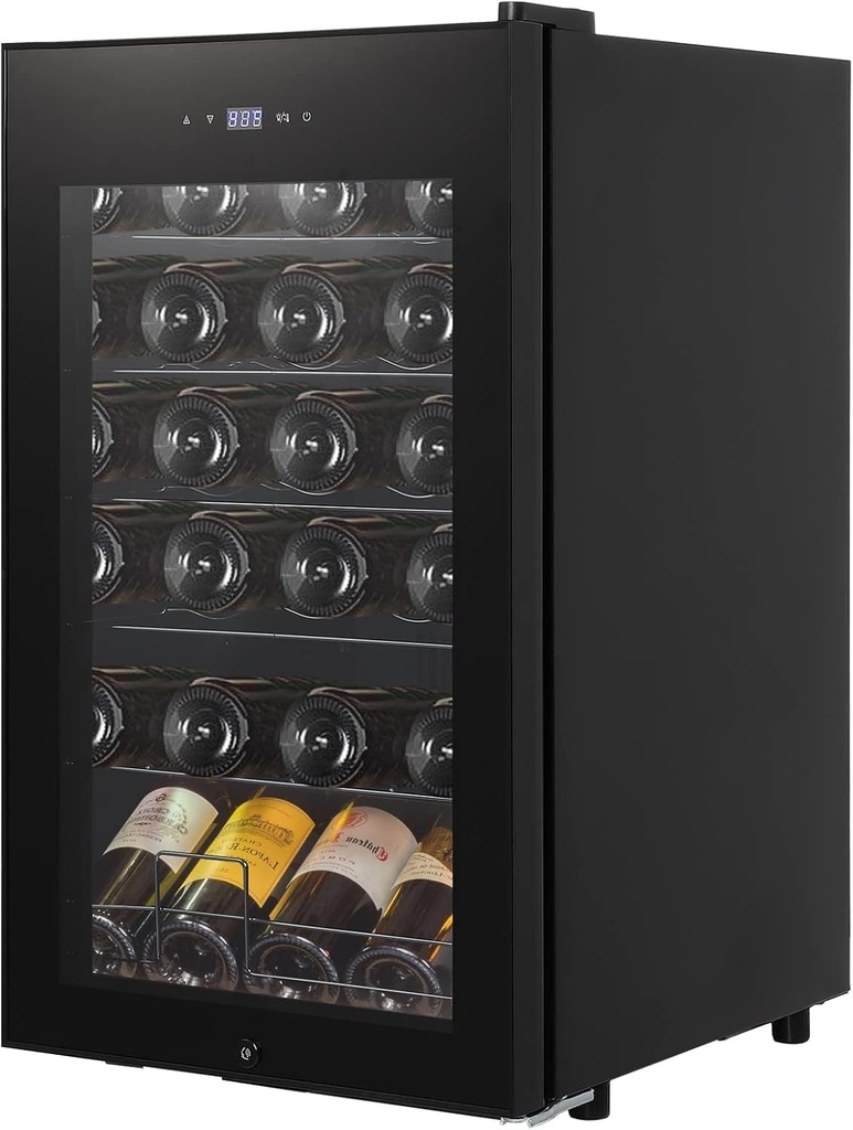 24 Bottle Compressor Wine Cooler Refrigerator - Under Counter Built-In or Freestanding, 40°F to 65°F Digital Temperature Control, Stainless Steel, Double-Layer Tempered Glass Door