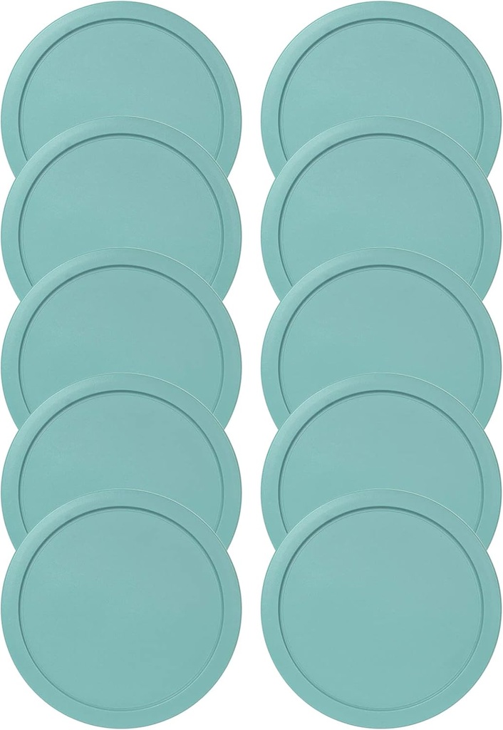 Replacement Lids for Pyrex 1-Cup Glass Food Storage Container Bowls, 4-Inch Plastic Round Lids Covers fits Pyrex 7202-PC, Airtight & Leakproof (10-Pack, Turquoise)