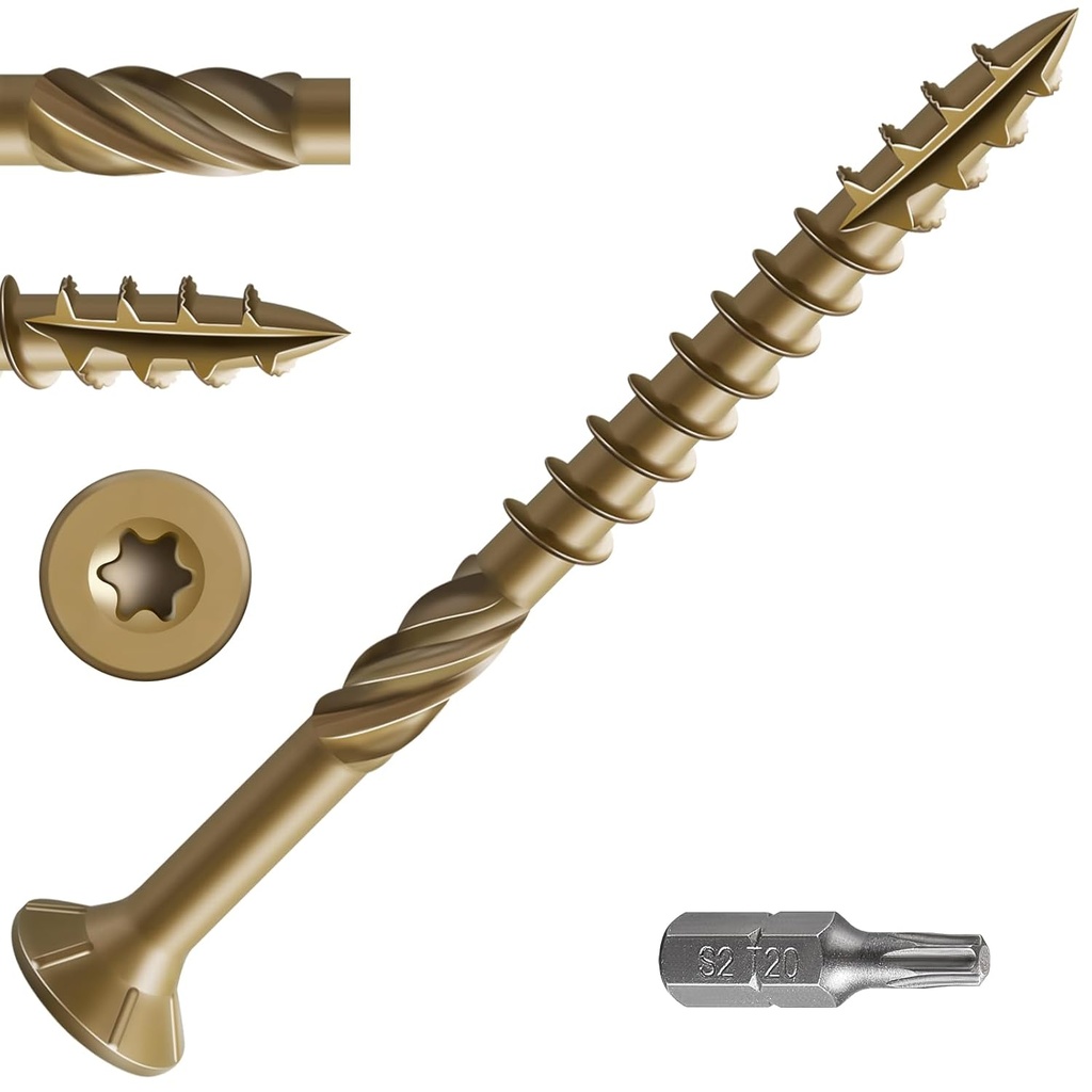 #10 * 3" Deck Screws, (137pcs) 2 lbs.Exterior Wood Screws, Rust Resistant epoxy Coated, Bronze, T25 Star Bit