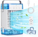 Portable Air Conditioners,3-Speed Small AC Fan, Evaporative Air Cooler with Remote,Timer function,7-Color Night light, 2 Mist modes,Personal Air Conditioner for Bedroom,Office,Room(Blue)