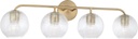 Capital Lighting 149941MA-544 Dolan Transitional Art Deco Clear Ribbed Glass Globe Vanity Lights for Bathroom, 4-Light 400 Total Watts, 10" H x 34" W, Matte Brass