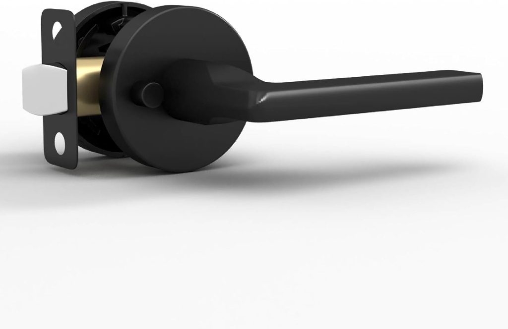 Mega Handles Ralph Privacy Door Handle - 1 Pack Reversible Interior Black Door Handle, Heavy Duty Bed & Bath Door Handles with Privacy Door Lock, Fits All Standard Doors - Matte Black