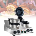 Stainless Steel Waffle Burger Maker Machine,Stainless Steel,Double Head Gelato Panini UFO Hamburger Press,for Food Trucks and Snack Bars
