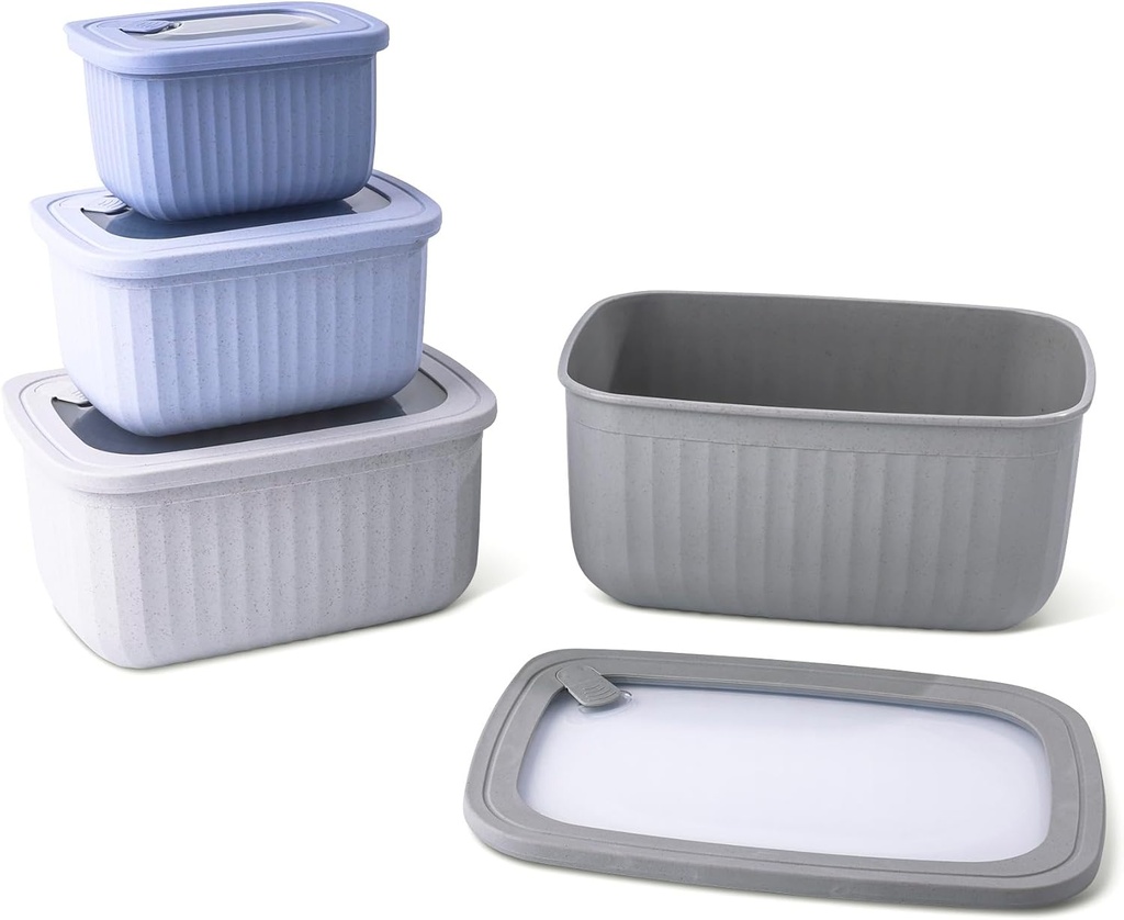 Core Kitchen Nested Wheat Fiber Food Storage Set – 8-Piece BPA-Free Containers with Lids – Eco-Friendly, Stackable, Microwave & Freezer Safe