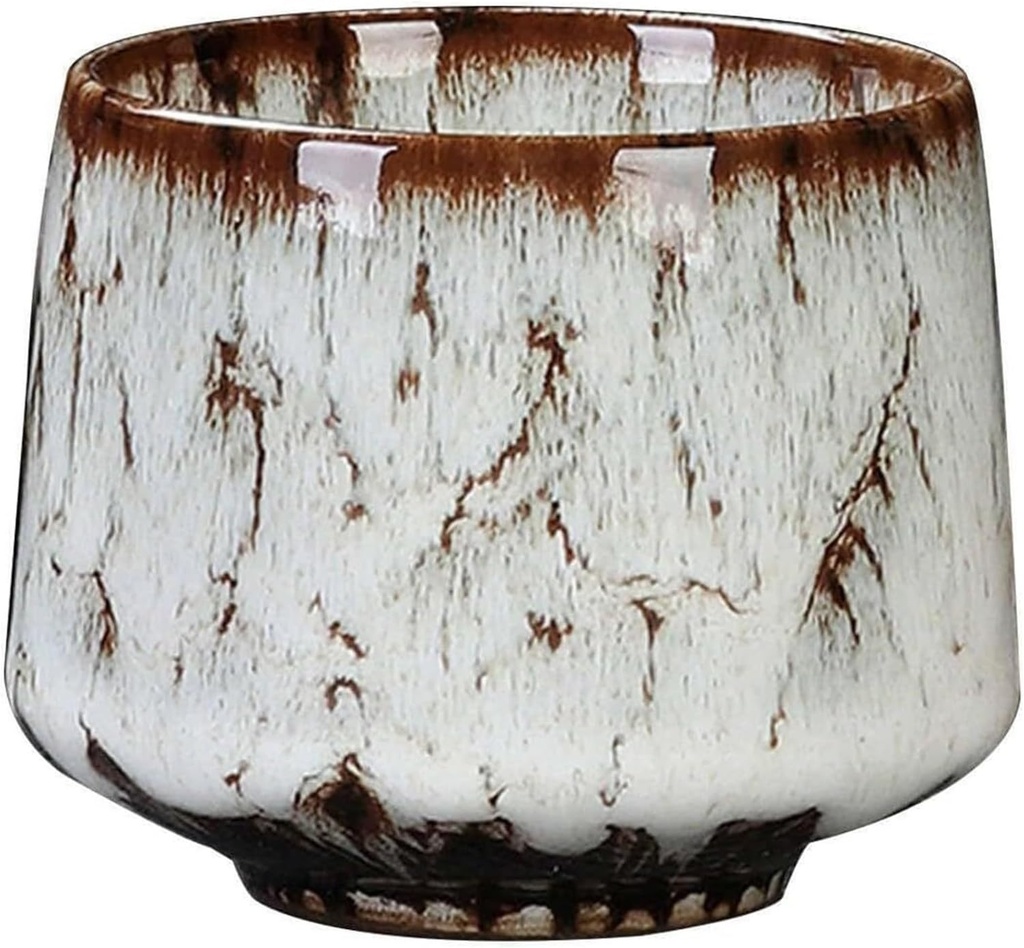 Coffee Mug,Japanese Tea Cup, Ceramic Tea Cup Set, Handmade Cup, Flambed Glazed Ceramic Cups, Sake Cups, for Home, Office(White)