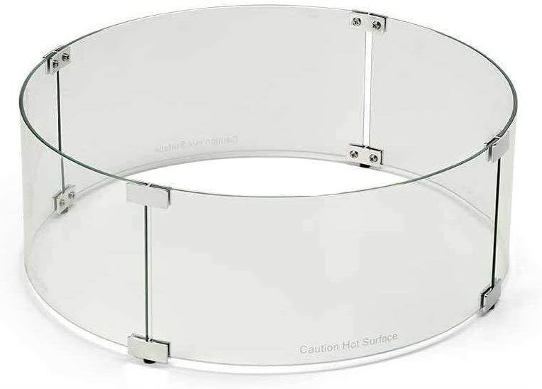 HPC Fire Round Fire Pit Glass Wind Guard (WG48-RD), 48-Inch